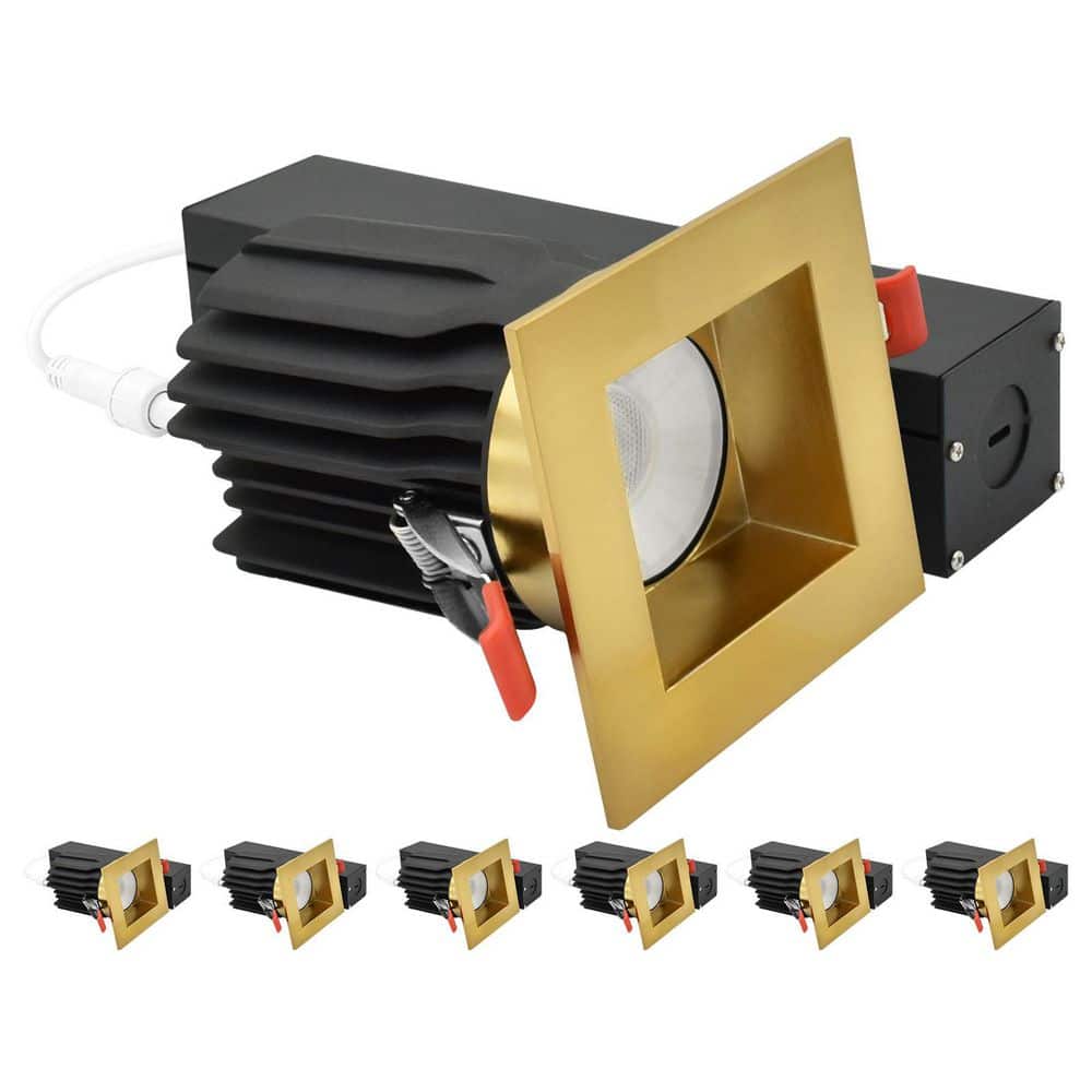 3 In. Integrated LED Regressed Light with Square Brass Trim, 5CCT 15/20W 1450/2100LM Dimmable 38° Beam, Wet Rated 6 Pack price history on PriceWatchPro