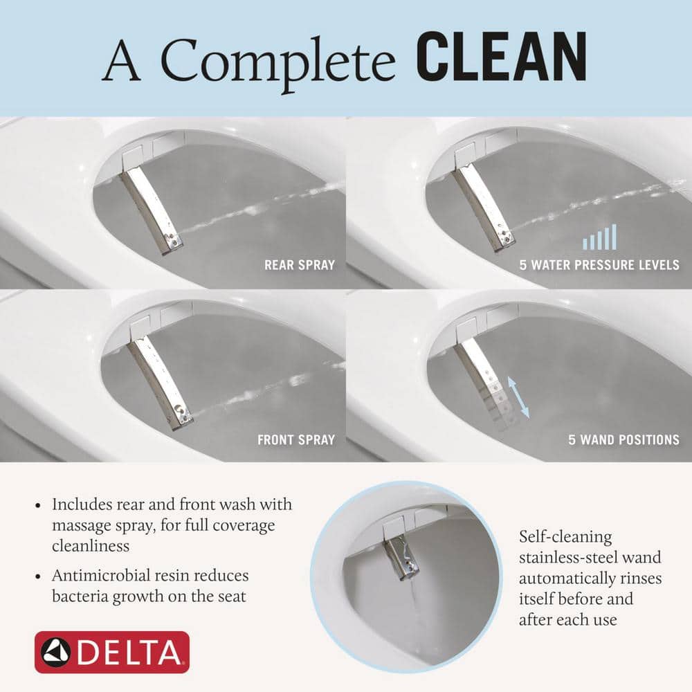White Elongated Electric Bidet Toilet Seat with Remote