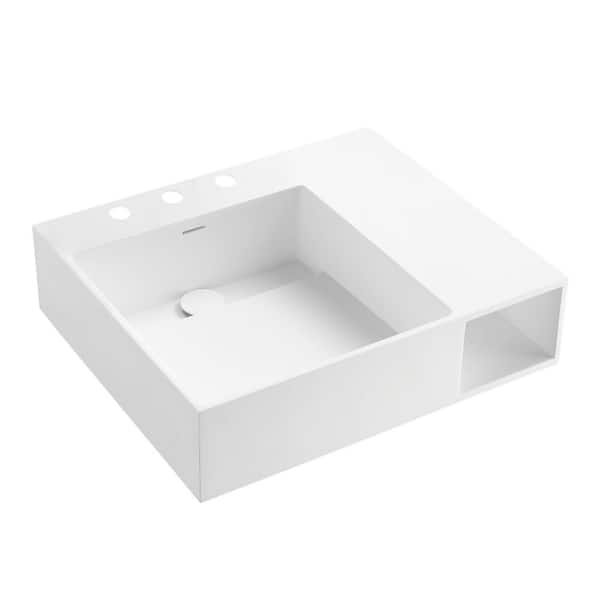 Modern 24.5 in. L x 20.88 in. W Solid Surface Console Sink Top in White