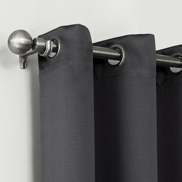 Coal Woven Solid 52 in. W x 84 in. L Noise Cancelling Thermal Grommet Blackout Curtain