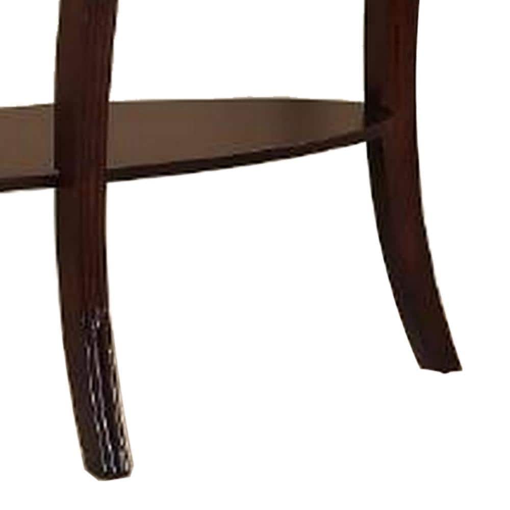 Lyn 51" Brown Wood Console Table with Glass Top and Storage Shelf