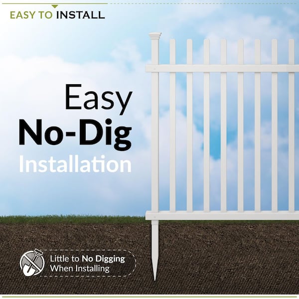 Zippity Outdoor Products 3.4 ft. x 3.7 ft. Burbank No-Dig Vinyl Garden Picket Fence Panel (2-Pack)