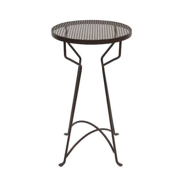 24.8in.H x 14in.W Round Roman Bronze Wrought Iron Capri Plant Stand, Powder Coated Finish, Indoor Outdoor Use Side Table