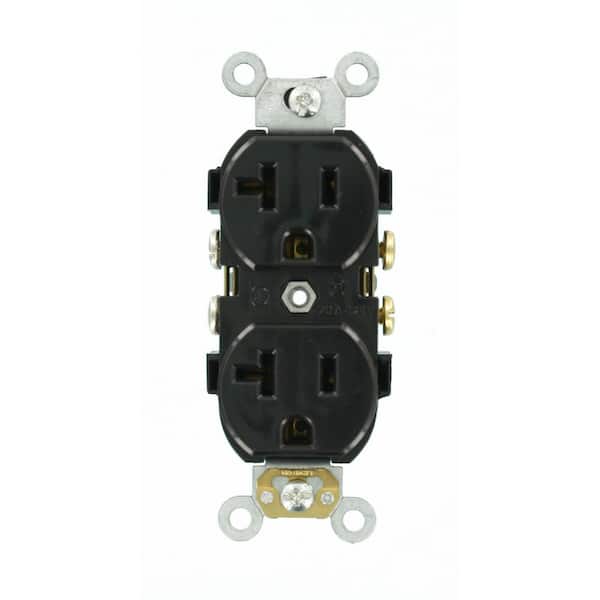 Leviton 20 Amp 125 V Duplex Smooth Face Outlet/Receptacle, Black (1-Pack) CR020-E