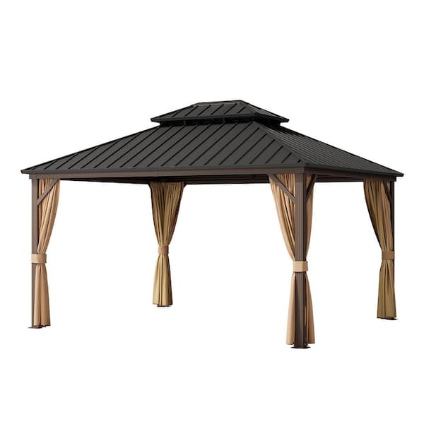 Gardenbee 12 ft. x 14 ft. Aluminum Outdoor Gazebo with Double
