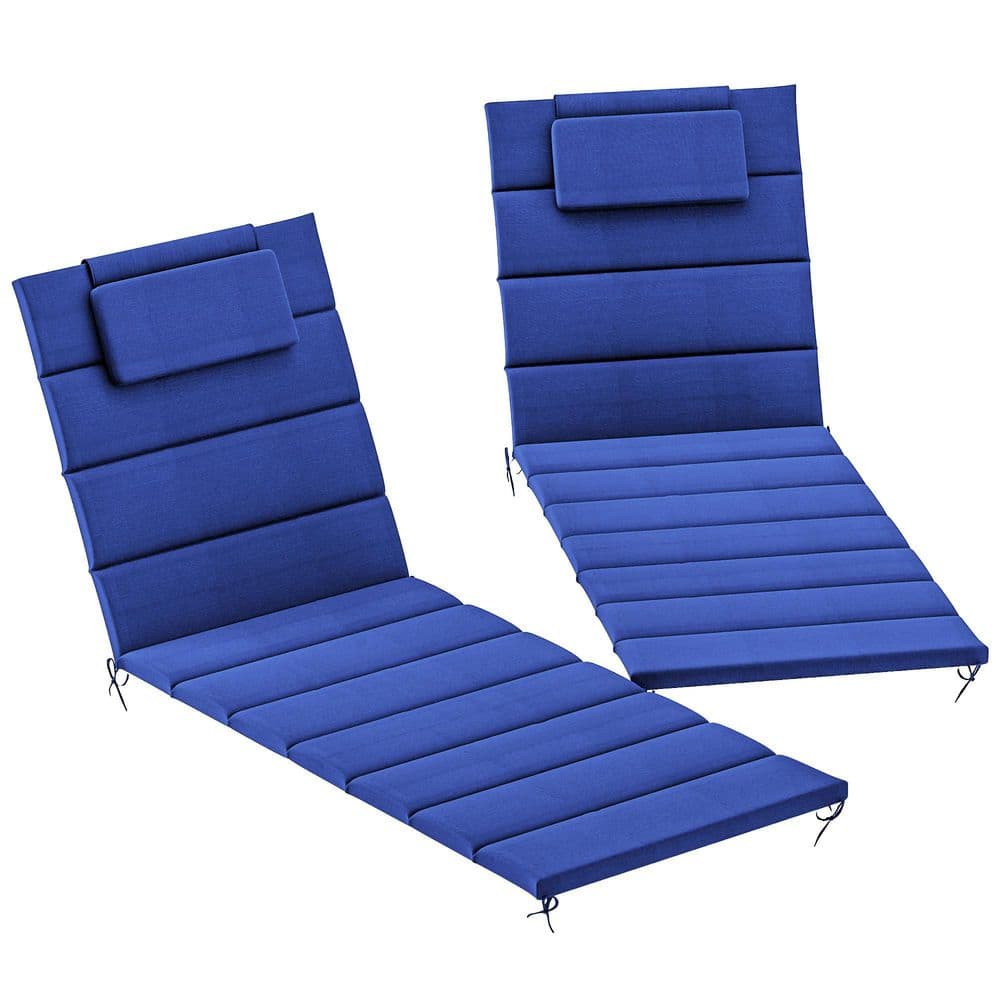 80 in. x 26 in. x 1.2 in. Outdoor Lounge Chair Cushion Set of 2 Blue