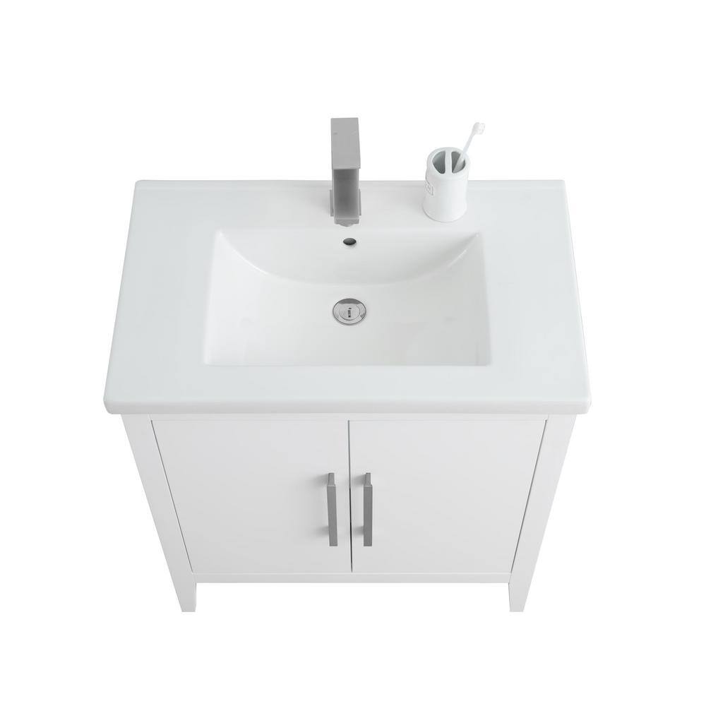 White 30" Single Bathroom Vanity Set with Brushed Nickel Hardware
