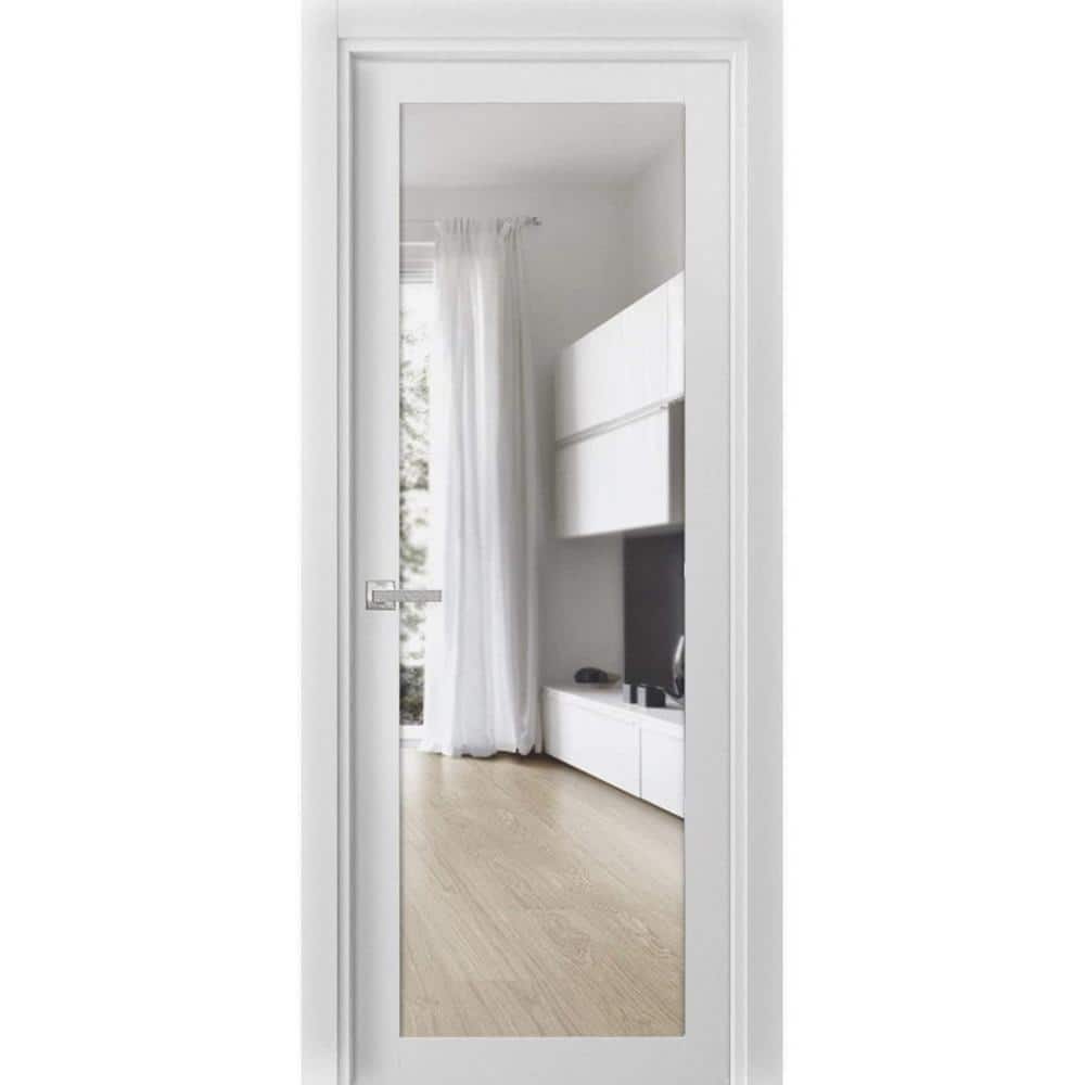 28 in. x 80 in. 1 Panel White Finished Solid Wood Sliding Door with Hardware price history on PriceWatchPro