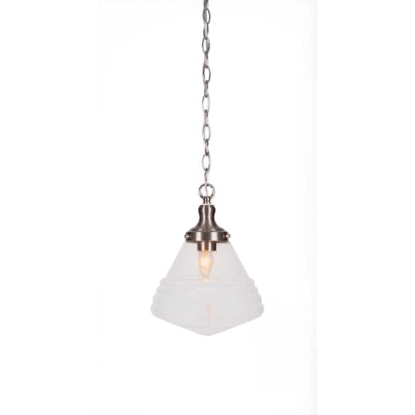 Unbranded Alton 60-Watt 1-Light Brushed Nickel Shaded Mini Pendant Light with Glass Shade