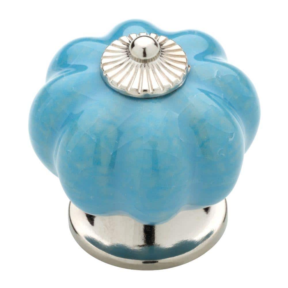 Liberty 1-1/2 in. (38mm) Chrome and Cracked Teal Ceramic Melon