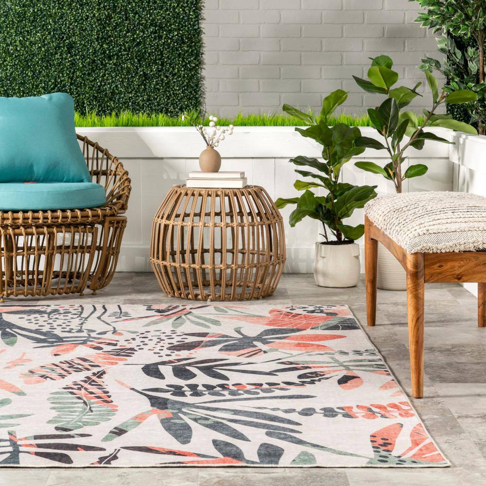 Mara Multicolor Floral Washable Synthetic Area Rug