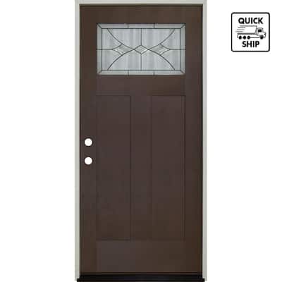 Regency 36 in. x 80 in. Right-Hand 1/4 Lite Radiance Decorative Glass Prefinished Russet F — Home Depot clearance