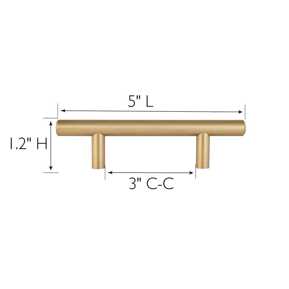 5-Inch Brushed Brass Modern Cabinet Bar Pulls, Set of 10