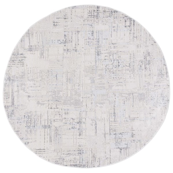 SAFAVIEH Whisper 7 ft. x 7 ft. Light Gray/Beige Monochrome Marle Round Area Rug