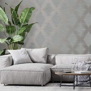 Serenity Geo Grey and Rose Gold Non-Woven Paper Removable Wallpaper
