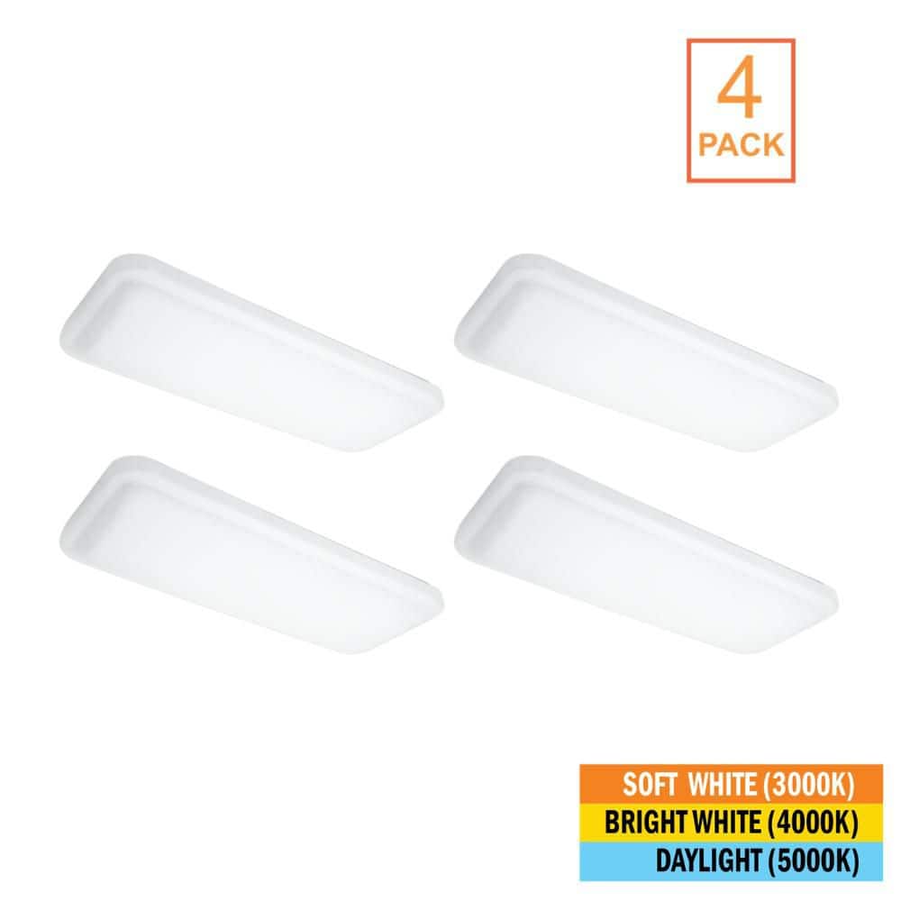 Commercial Electric 4-Pack 24 in. x 10 in. Classic White LED Flush