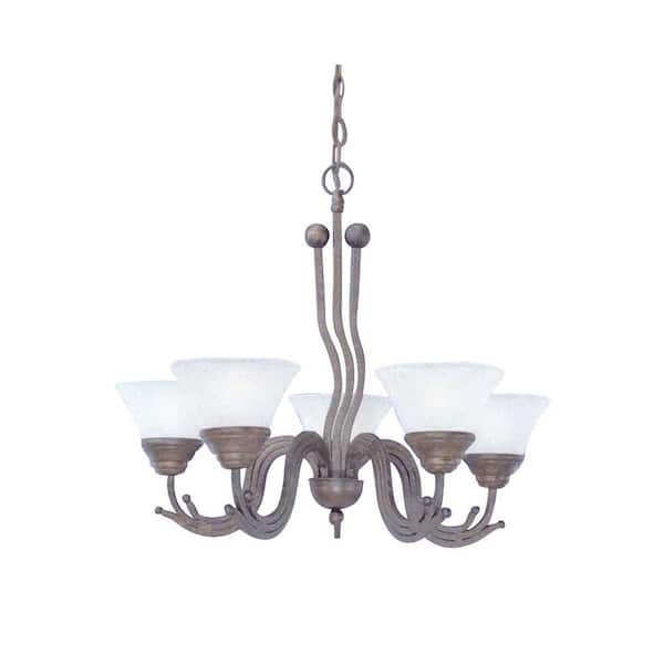 Filament Design Concord Series 5-Light Bronze Chandelier with White Marble Glass Shade