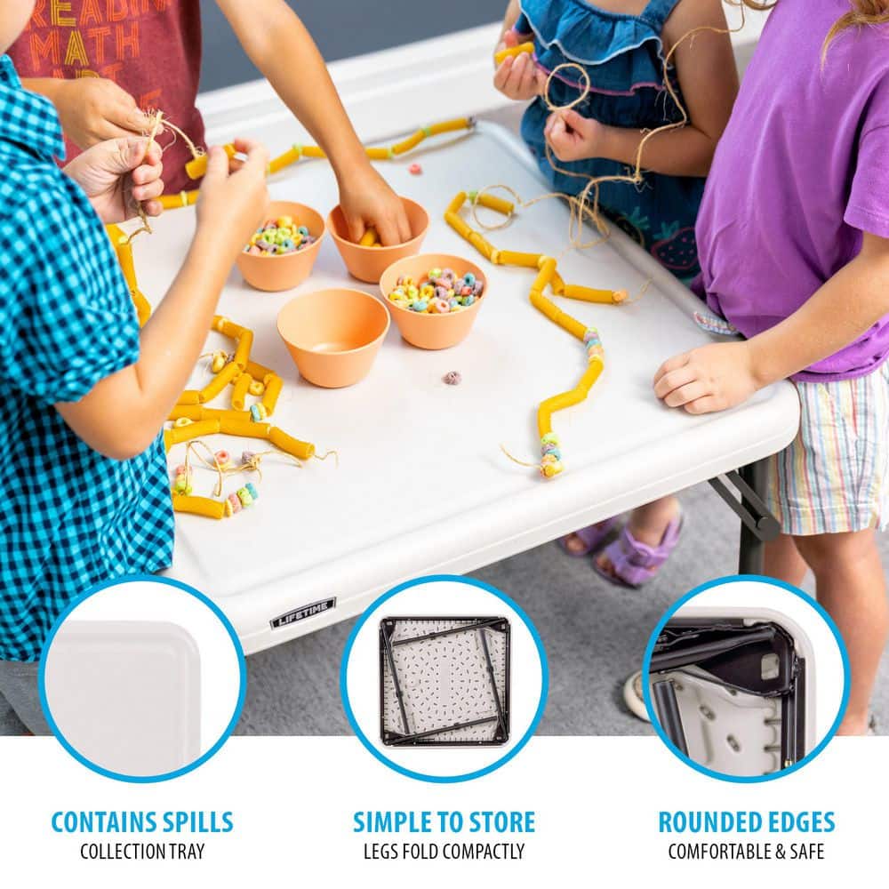 Almond Square Metal and Plastic Kids Folding Table