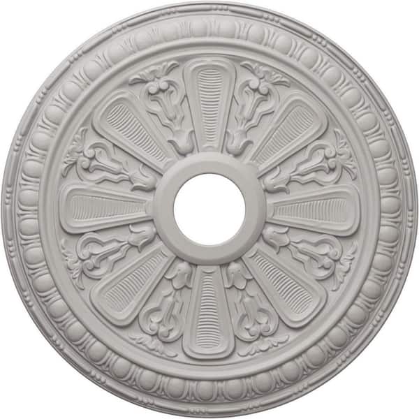 Ekena Millwork 1 in. x 23-1/2 in. x 23-1/2 in. Polyurethane Bristol Ceiling Medallion, Ultra Pure White