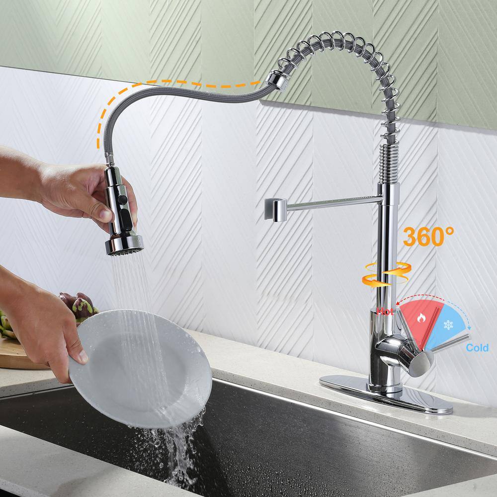 Chrome Stainless Steel Pull Down Kitchen Faucet with Spray