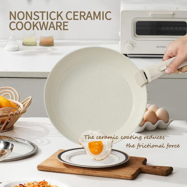 Anqtovp 8-Piece Non-Toxic Ceramic Cookware Set with Removable