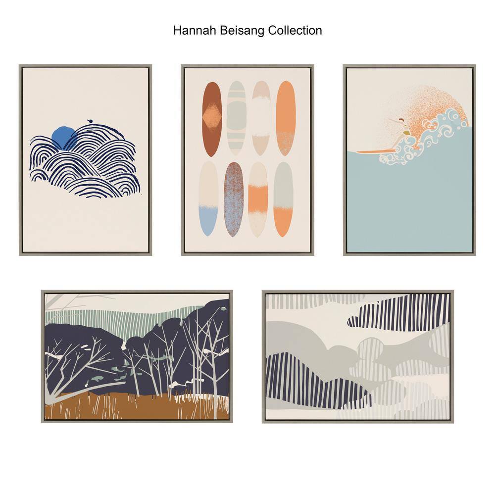 Gray and Beige Abstract Surfboard Canvas Print, 23x33