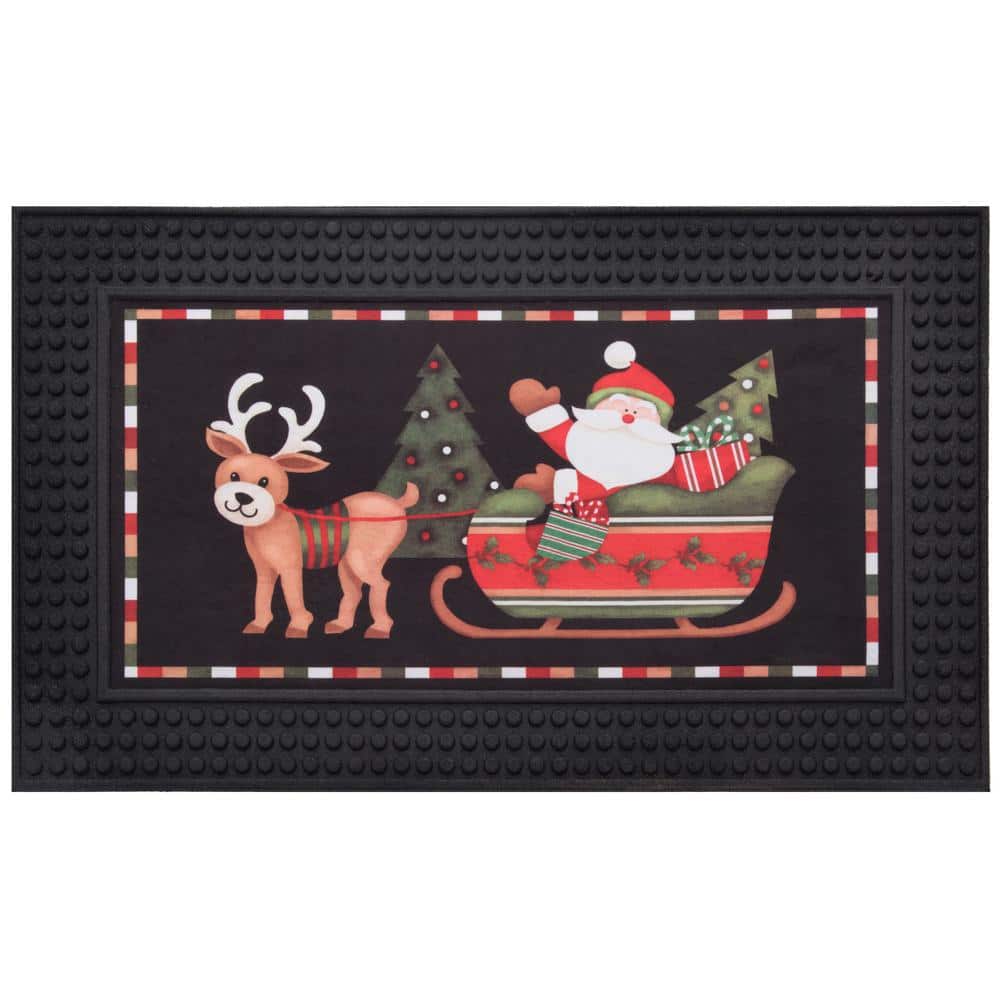 Home Accents Holiday LED Music Santa's Showtime 18 in. x 30 in. Rubber