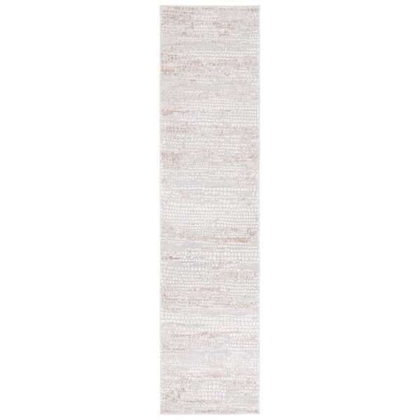 Hanna 2 ft. x 8 ft. Gray Ivory/Beige Abstract Distressed Runner Rug