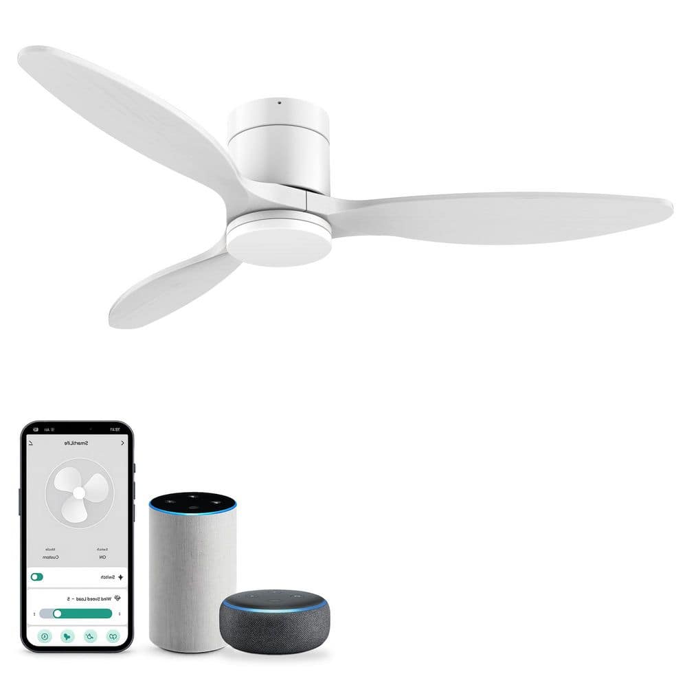 52 in. Smart Outdoor Indoor Flush Mount Ceiling Fans with Lights Remote, Alexa Google Voice App, Quiet DC Motor price history on PriceWatchPro