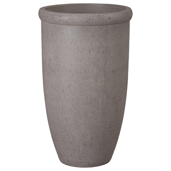 Emissary 15.5 in. L x 27.5 in. H Gray Terrazzo Round Planter