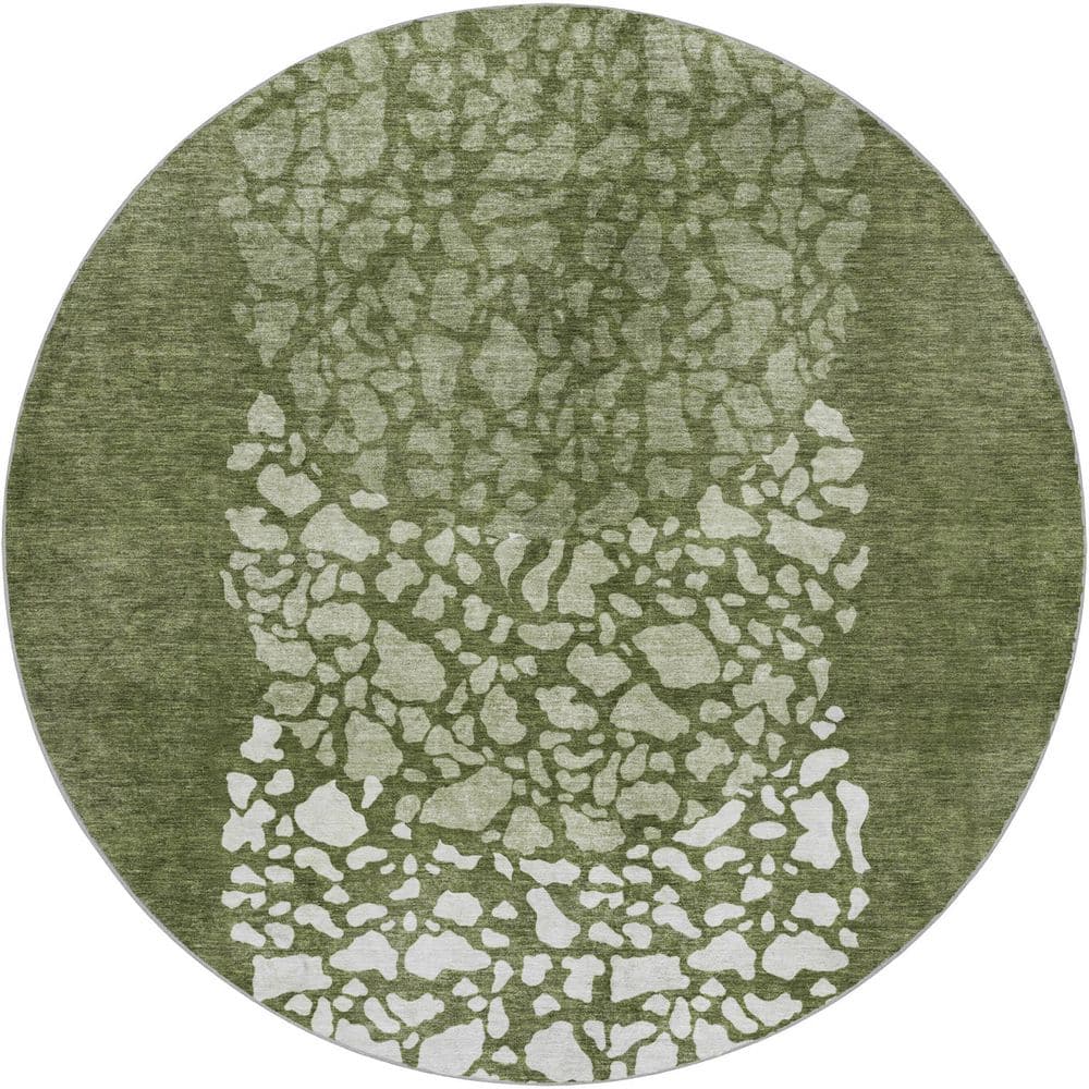 Dream Shag Premium Machine Washable Abstract ADS643 Olive 8 ft. x 8 ft. Round Rug price history on PriceWatchPro