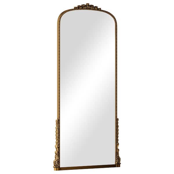 XRAMFY Antique Gold 32 in. W x 71 in. H Carved Arched PU Frame