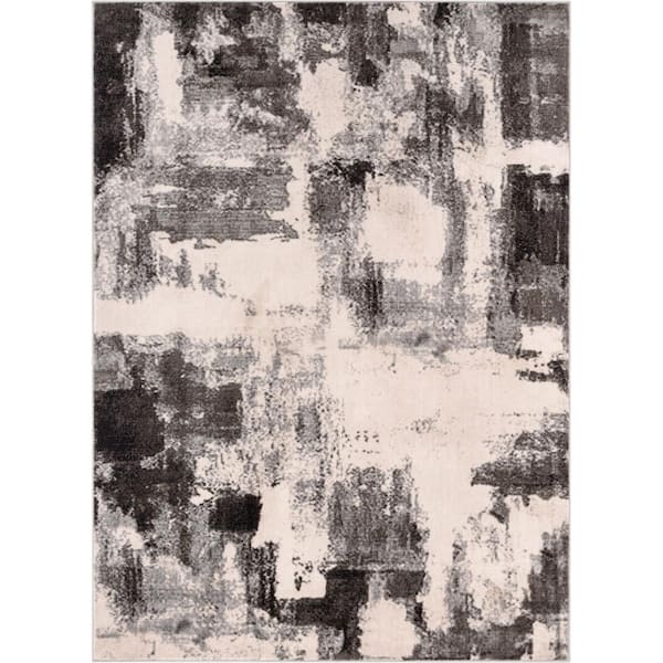 Well Woven Barclay Kalia Modern Abstract Grey Black 5 ft. 3 in. x 7 ft