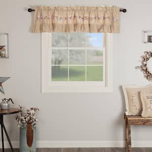 Ashmont Floral Cotton Ruffled 90 in. L x 16 in. W Cotton Valance in Golden Tan Creme Khaki