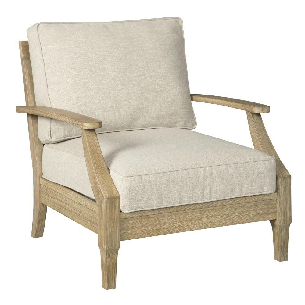 Benzara BM196656 Fabric Upholstered Wooden Corner Chair with Loose Cushion Seat and Small Feet Beige