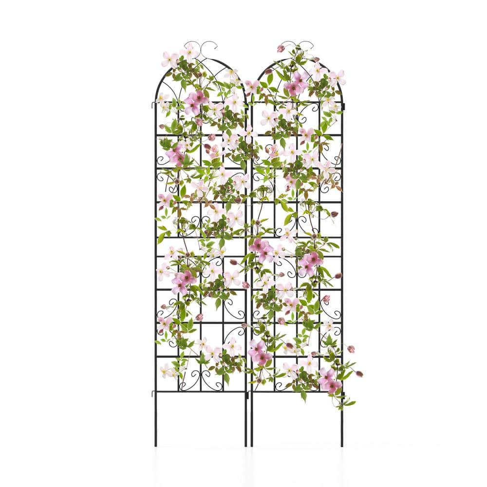 87 in. Galvanized Metal Lattice Grid Panel Garden Trellis Decorative for Cl