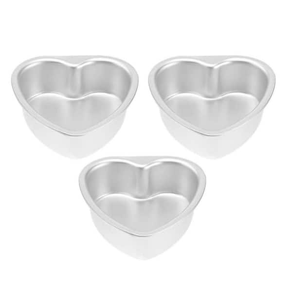 Heart Series 2 Piece Aluminum Alloy Heart Cake Pan Set for Baking, Thicken Construction, Easy Release, Silver