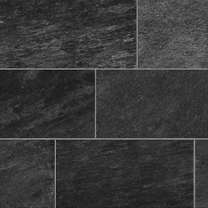 Sample - Alpe Black 6 in. x 6 in. Quartzite Stone Look Porcelain Floor and Wall Tile