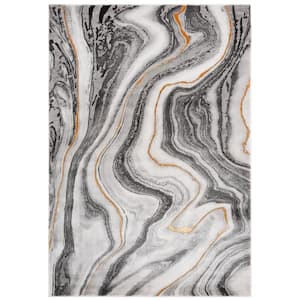 Craft Gray/Gold 4 ft. x 6 ft. Marbled Abstract Area Rug