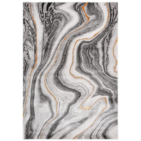 SAFAVIEH Craft Gray/Gold 4 ft. x 6 ft. Marbled Abstract Area Rug
