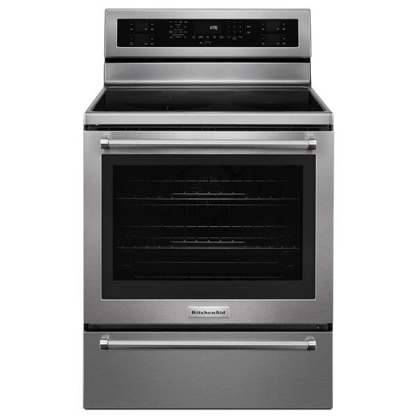 KitchenAid 6.4 cu. ft. Electric Range with Self-Cleaning Convection Oven in Stainless Steel