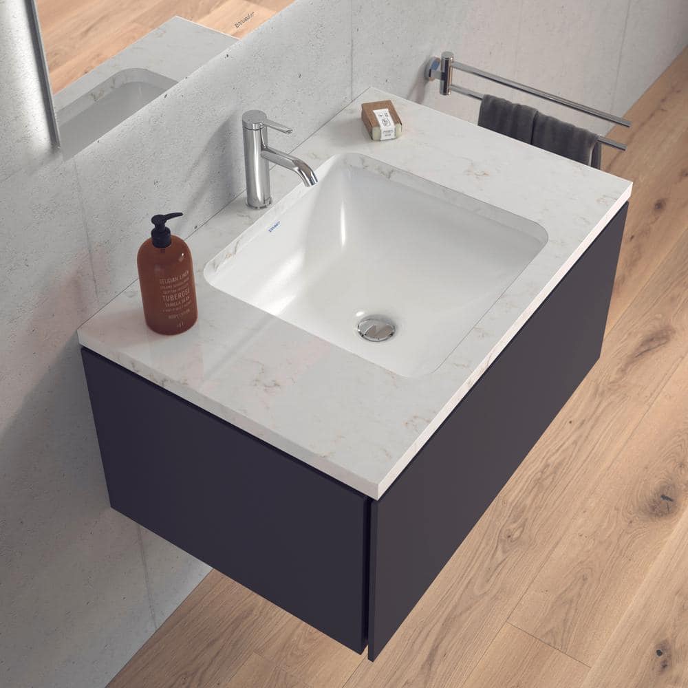 Modern Minimalist White Ceramic Square Undermount Bathroom Sink