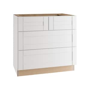 Washington Vesper White Plywood Shaker Assembled 4 Drawer Base Kitchen Cabinet Soft Close 36 in W x 24 in D x 34.5 in H