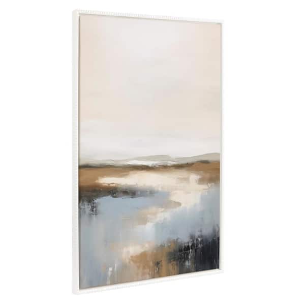 Kate and Laurel Watercolor Landscape Framed Canvas Wall Art 1-Piece White Framed Canvas Art Print, 31.50 in. x 41.50 in.