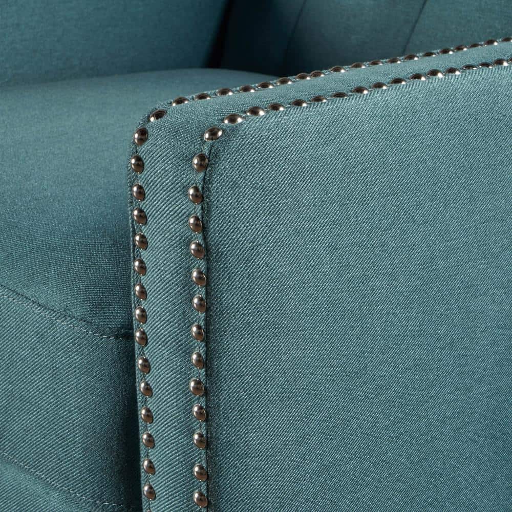 Handcrafted Brown Leather Wood Recliner with Button-Tufted Back