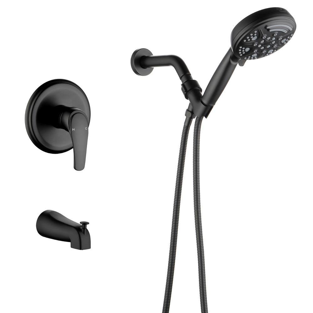 Single Handle 9-Spray Wall Mounted Tub and Shower Faucet 1.8 GPM Brass Shower System in Matte Black Valve Included price history on PriceWatchPro