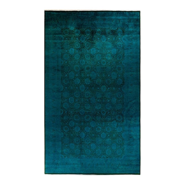 Overdyed Green 8 ft. x 14 ft. Solid Wool Indoor Area Rug