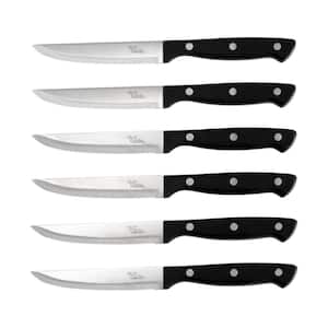 6-Piece 4.5 in. High Carbon Stainless Steel Full Tang Steak Knife Set in Black