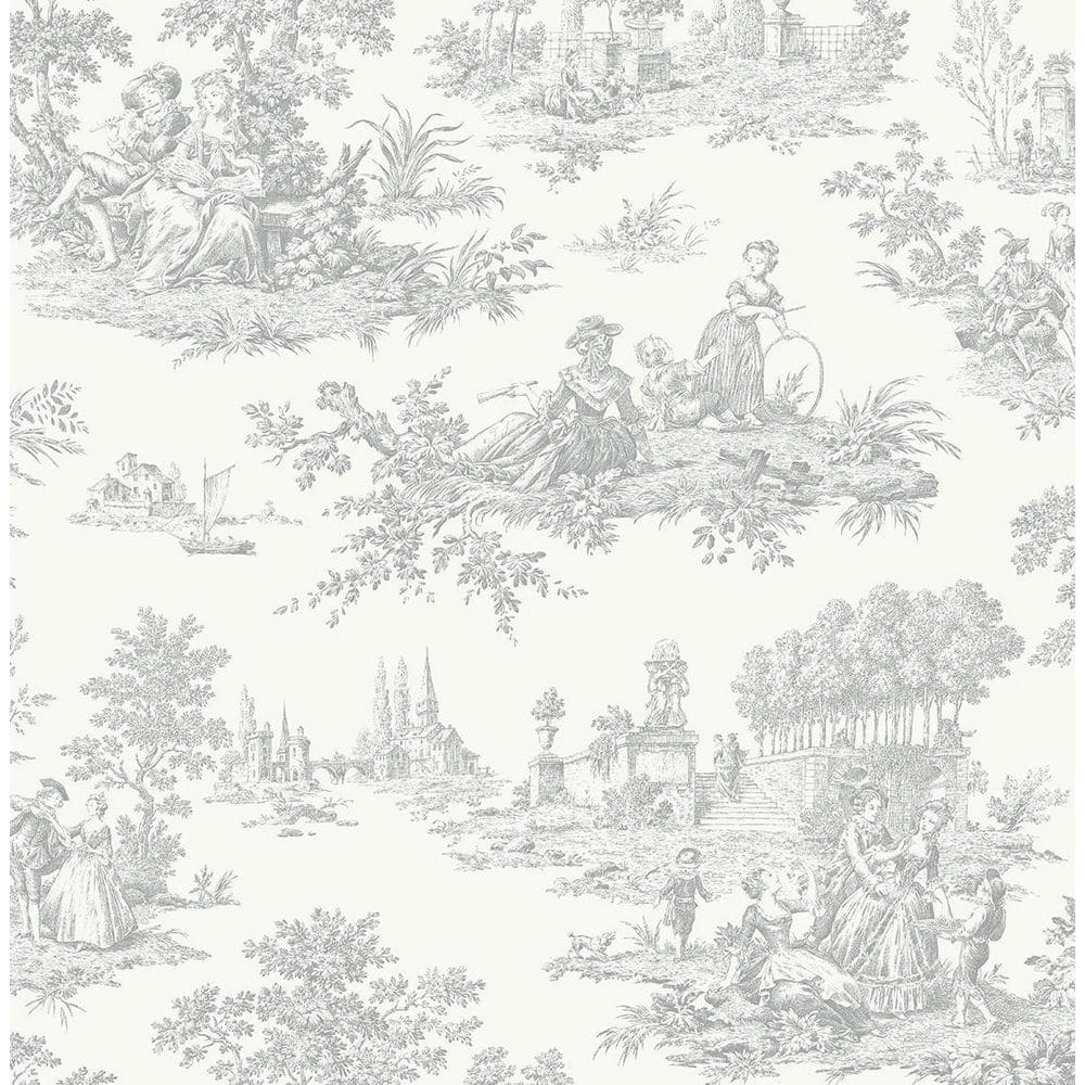 Argos Grey Chateau Toile Vinyl Peel and Stick Wallpaper