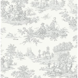 Argos Grey Chateau Toile Vinyl Peel and Stick Wallpaper Roll 30.75 sq. ft.